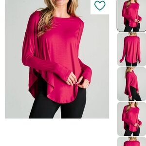 JALA Solid Flow Long Sleeve Coordinating Oversized Top